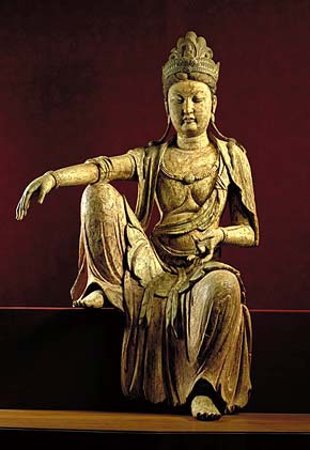 guanyin yin kuan buddhist honolulu buddha museum kwan carved lordly posture painted